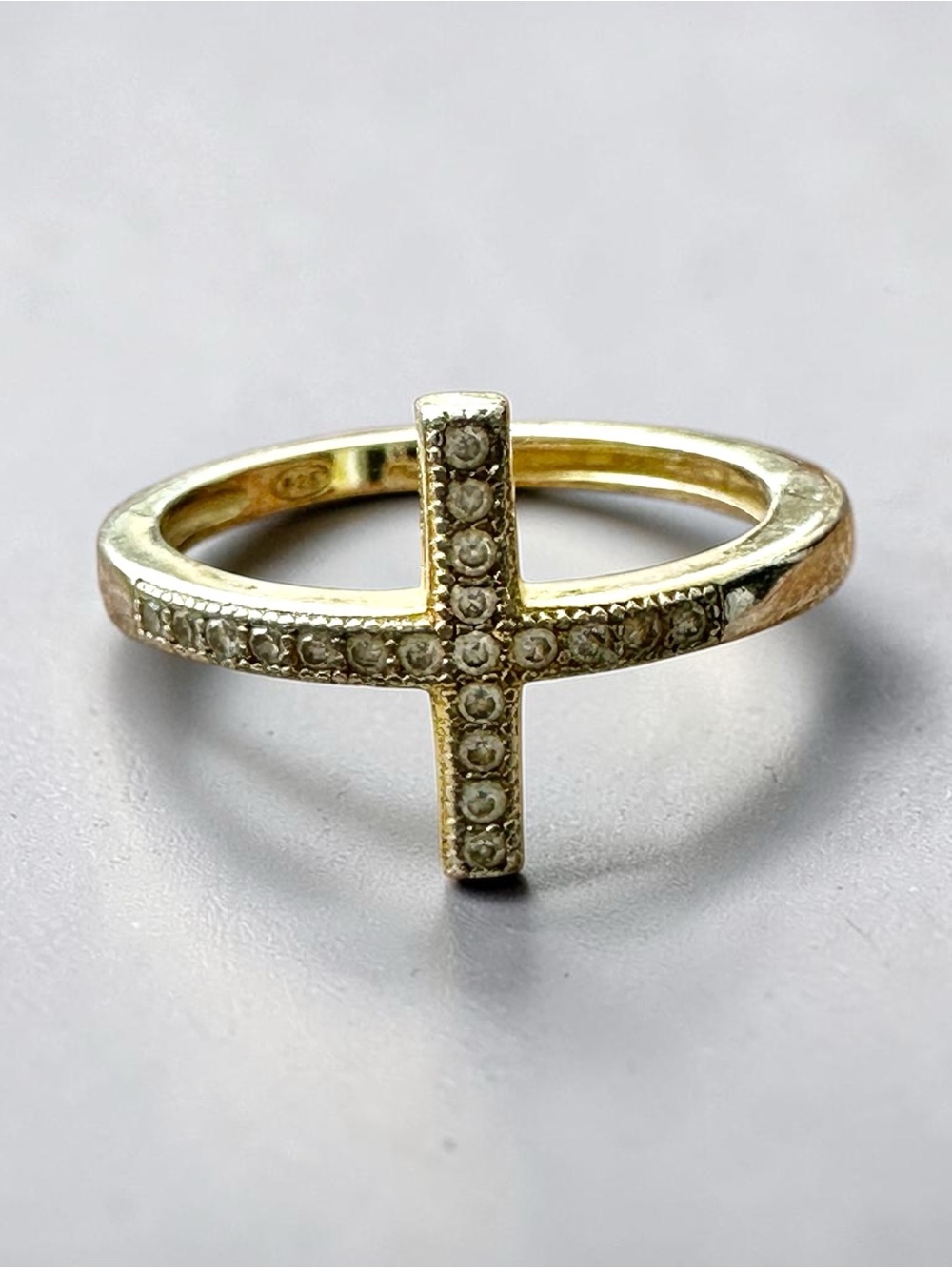 Gold-Plated Sterling Silver Cross Ring size 5.5